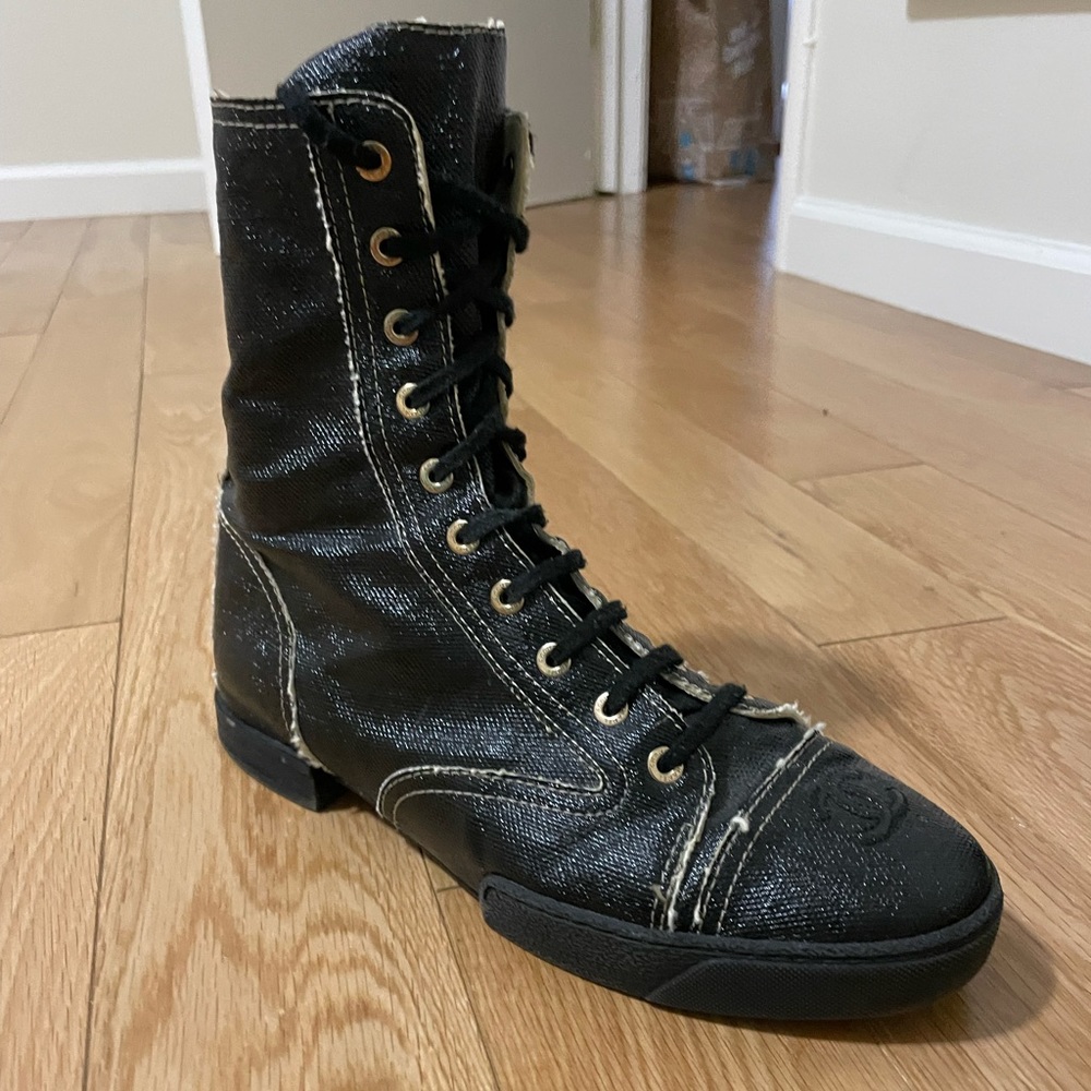Chanel Lace up Combat Boots